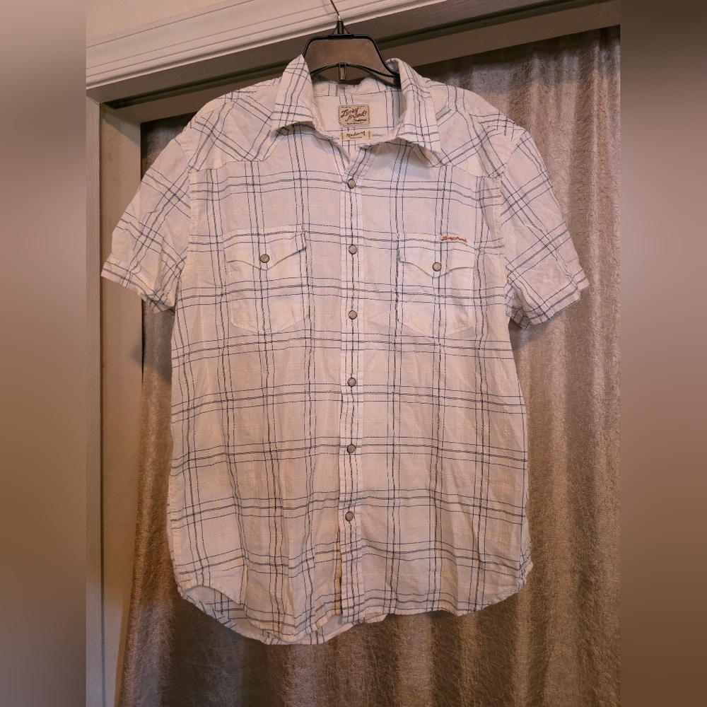 Lucky Brand White and Blue Checkered Casual Shirt
